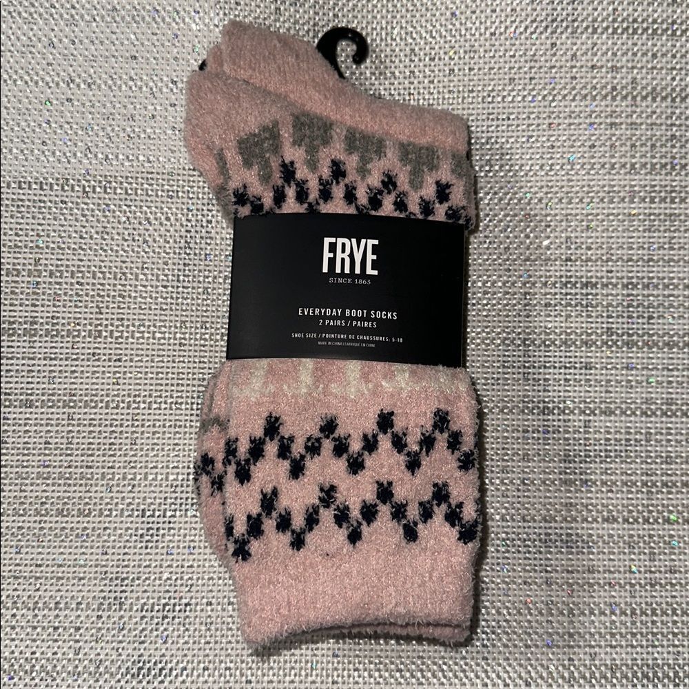 FRYE 2 Pk Pink Navy Ivory Super Soft Everyday Boot Socks